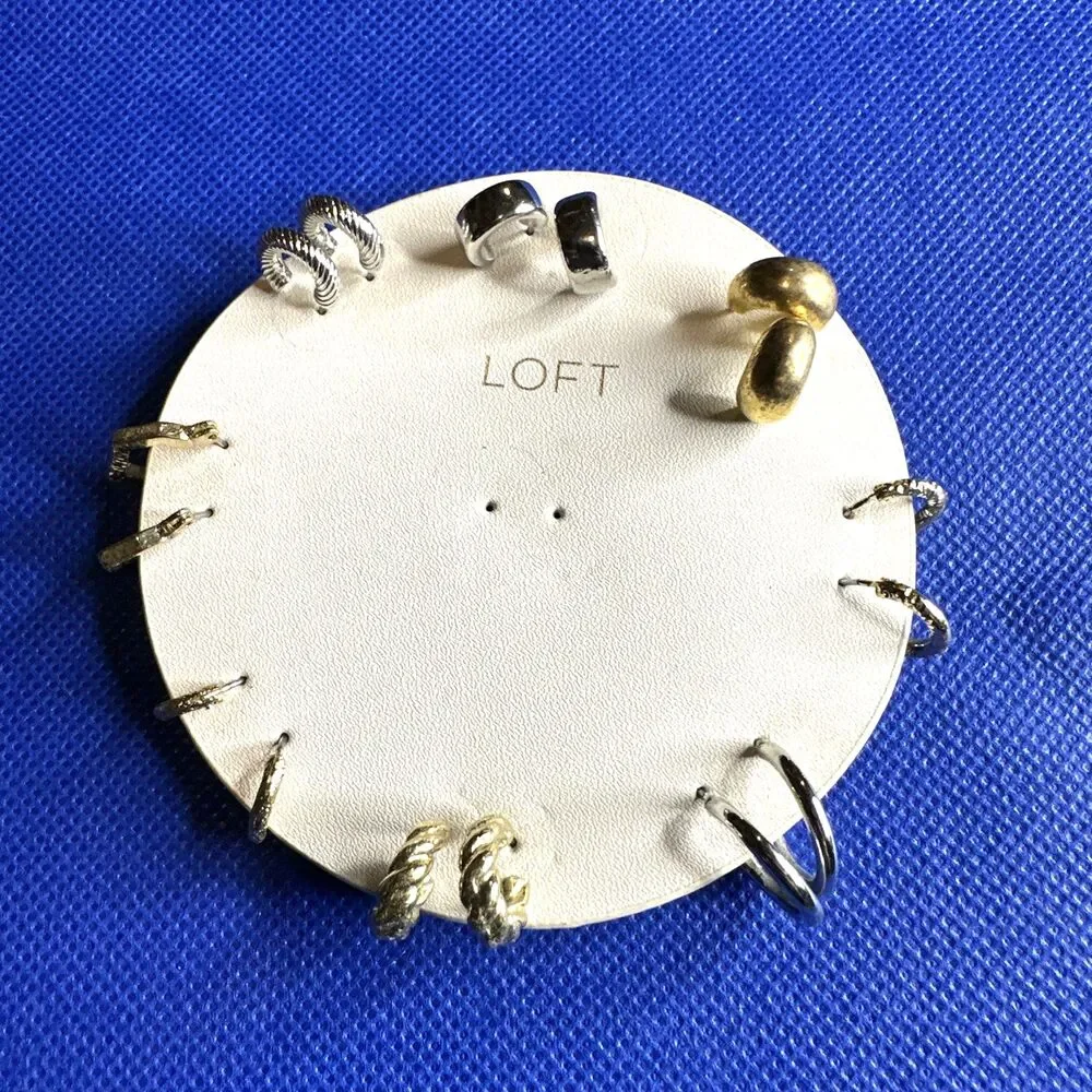 LOFT Earrings 4 Pairs Studs 2 Singles 8 Pairs Small Hoops Ann Taylor preppy